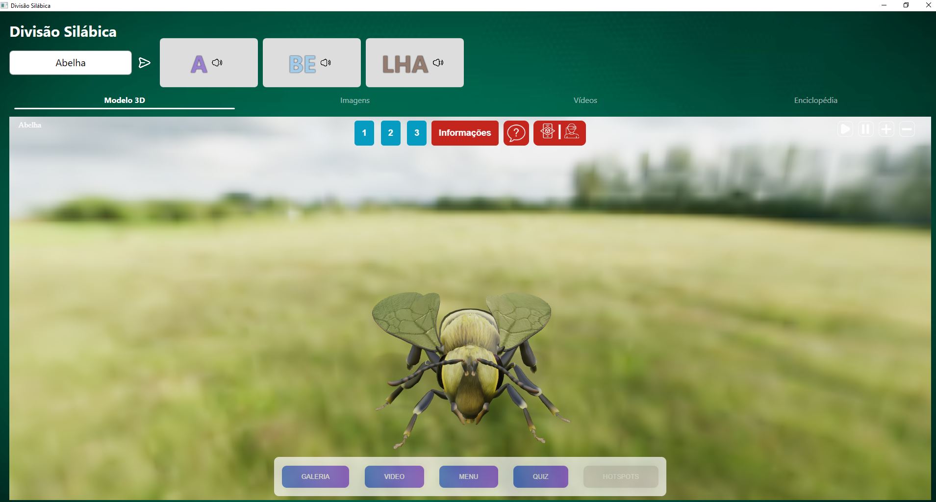Divisão silábica - software de alfabetização